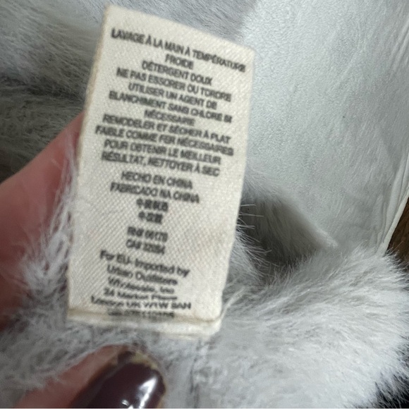 Free People Fuzzy Eyelash Sweater Cardigan Super Soft Cozy Silver Grey Size M - Picture 5 of 7